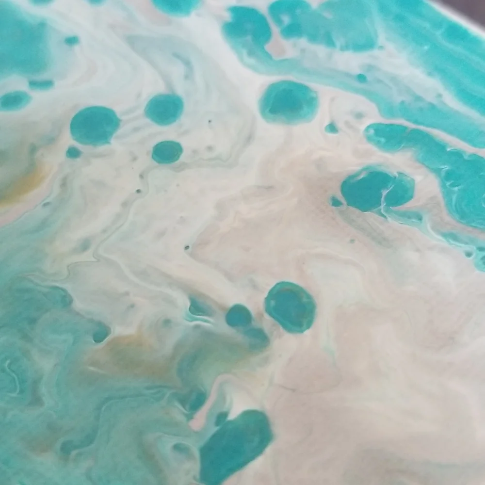 5×7 Teal Silver and Gold Marble Painting